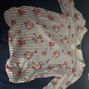 Ransom Girl Rose Striped Blue and White Shirt